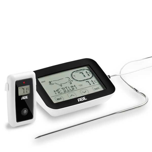 ADE Funk-Bratenthermometer | Digitales Grill-Thermometer mit Touch-Display, Funkempfänger, Messgabel aus