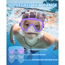 Zeligerstar Kids Snorkel Mask, 180° Panoramic View Diving Mask, Anti-Fog Swimming Mask with UV Protection Lens, Anti-Leak Kids Swimming Goggles for Boys Girls Youth 6-14