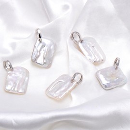 Cultured Freshwater Baroque Pearl Charm Sterling Silver Horseshoe Pendant (No Chain)