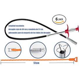 Vervex Gancho de Limpieza de Alcantarilla Incluye 6 serpientes de drenaje 3 herramientas limpieza acero inoxidable Diseñado específicamente eliminar obstrucciones alcantarillas limpiar tuberías(9)