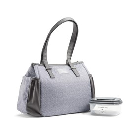 Fit & Fresh Insulated Lunch Bag for Women, Large Lunch Box With Container, Stain-Resistant, Lightweight, for Work - Copley Kit, Gray Tweed