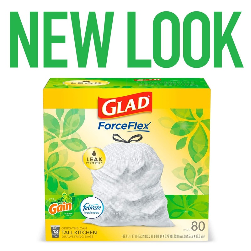 Glad Trash Bags, ForceFlex Tall Kitchen Drawstring Garbage Bags 13