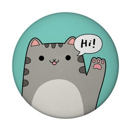 Cat Kawaii Magnet Round with Saying Hi Neko Comic Magnet Cute and Kawaii Welcome Hello or Bye - Perfect for Every Visit
