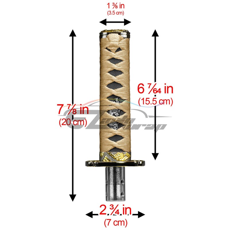 EZAUTO WRAP 15cm Gold Black Shift Knob Samurai Sword Alloy