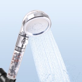 FACHIOO Filtered Shower Head, High Pressure Water Saving Showerhead with Filter Beads, 3 Settings Shower Heads with Handheld Spray, Eco water Spa Showerheads for Dry Hair & Skin