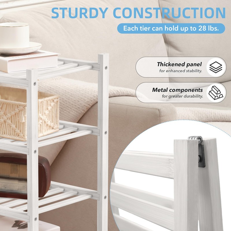 Buymoth 4 Tier Bamboo Shoe Rack Storage Organizer for Closet,