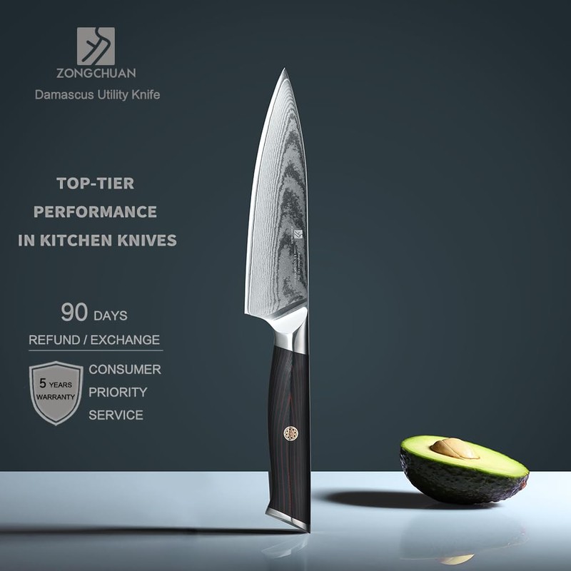 5.5" Damascus Utility Knife,Super High-end High Carbon Powdered Stainless Steel,67-Layer