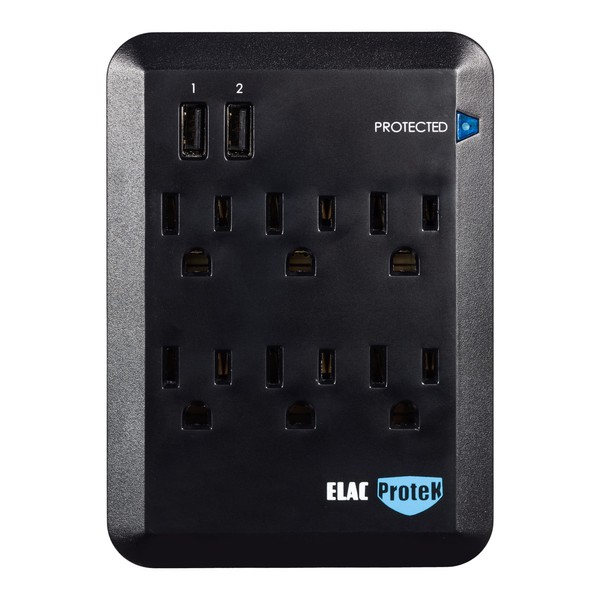 ELAC Protek 6 Outlet Surge Protector/Power Conditioner with Dual USB