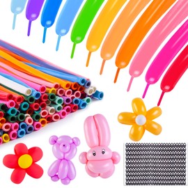 LovesTown 100PCS 260 Long Balloons, Twisting Animal Balloons Assorted Colors Thickening Latex Modeling Magic for Weddings Birthdays Festival Party Decoration