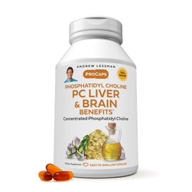 ANDREW LESSMAN PC Liver and Brain Benefits 180 Softgels - Phosphatidyl Choline, Most Important Building Block for Healthy Liver and Brain Structure, Function. No Additives. Easy to Swallow Softgels