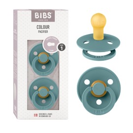 BIBS Colour Pacifier Pack of 2, BPA-Free, Cherry Shape Nipple, Natural Rubber/Latex, Made in Denmark, Size 1 (0-6 Months), Island Sea
