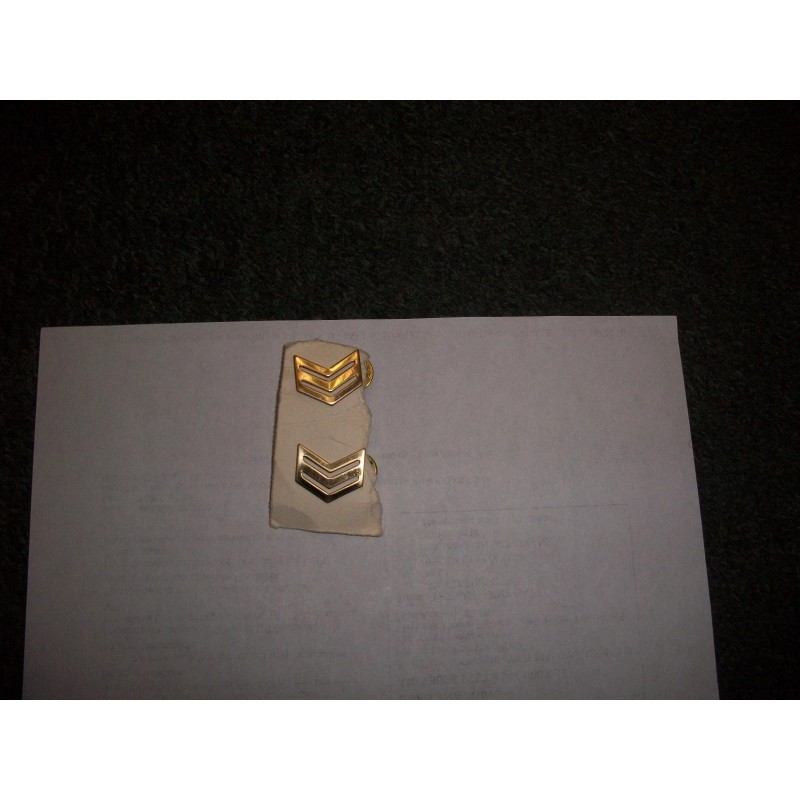 ROTC Sergeant RANK DRESS GOLD PIN ONE PAIR ARMY AND