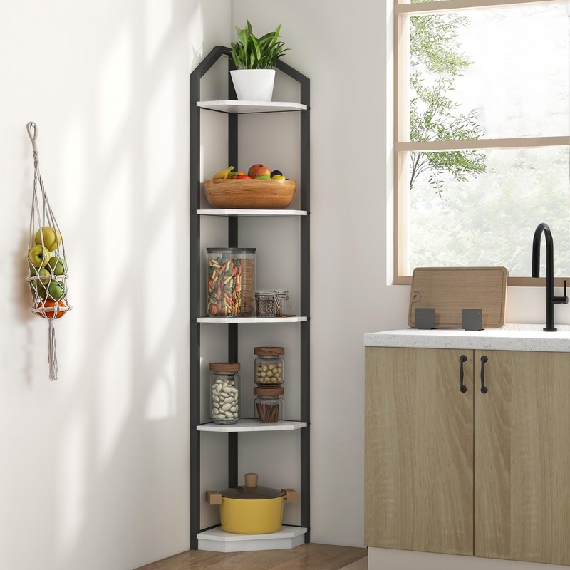 Fun Memories 5 Tier Corner Shelf, 70” Corner Shelf Stand,