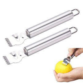 SZETOSY GOODCHANCEUK Lemon Peeler, 2 Packs Stainless Steel Orange Zester Citrus Lime Peel Fruit Tool