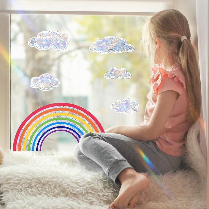 1 x Rainbow Window Stickers Rainbow Window Pictures White Clouds