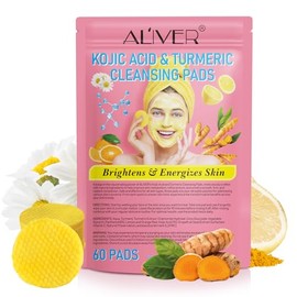 Turmeric Kojic Acid Cleansing Pads, Turmeric Face Scrub Pads with Vitamin B5, Vitamin C Turmeric, Face Pads, Turmeric Cleansing Pads for Face, 60pcs
