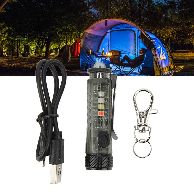 Keychain Flashlight Bright IP65 Waterproof Rechargeable Red Blue Black Light