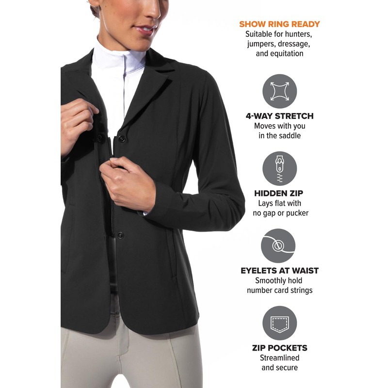 Kerrits Stretch Competitor Koat 3-Snap Black Size: M