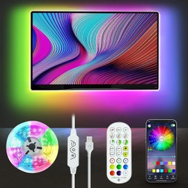 Meiyue Meiyue LED TV Hintergrundbeleuchtung, 3M LED Streifen RGBIC LED Fernseher Beleuchtung fr 40 bis 50 Zoll TV und PC, mit APP und Fernbedienung, Musik Sync, USB betrieben