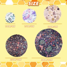 5 Pieces Beeswax Bowl Covers Reusable Beeswax Food Wrap Stretch Cloth Fabric Elastic Food Storage Covers Cotton Bread Bowl Covers