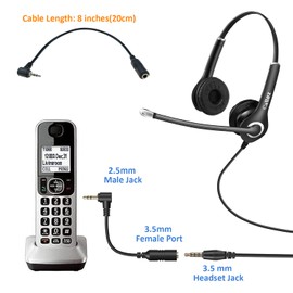 Callez 3.5mm Female to 2.5mm Male Headphone Adapter Cable Connector, Suit for Smartphone Headset Convert to 2.5mm Jack Work for Telephone and Cordless Phones with 2.5mm Headset Jack