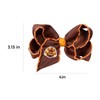 4in Brown Embroidered Ribbon Thank Give Turkey Hair Bow Clip