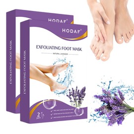 Mascarilla para Pies Esencia de Cuidado de Los - Pies y Talones Agrietados, Piel Muerta y Callos, Quita Asperezas y Repara La Piel Seca, Tratamiento Exfoliante Natural (2 Pack/4 Pares, Lavanda)