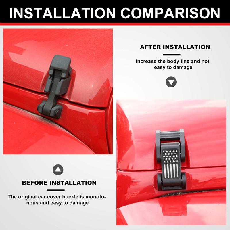 ASLONG 2PCS Hood Latches Catch Kit with U.S. Flag Style