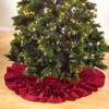 Saro Lifestyle Christmas Tree Skirt with Ruffled Design, Red, 84"