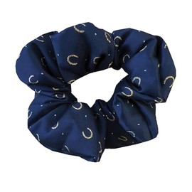 Equetech Horseshoes Polka Dot Showing Hair Scrunchie (Navy/Gold)
