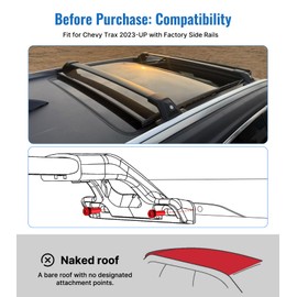 SNIXWOO Upgrade 265 LBS Lockable Roof Racks Cross Bars for Chevy Trax 2024 2025, Heavy Duty All Aluminum Rooftop Accessories