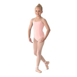 Mirella Girl's Princess Seam V-Front Camisole Leotard, Pink, 4-6