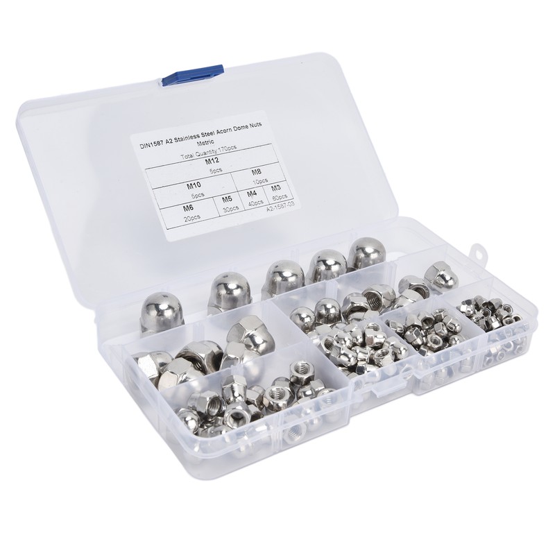 170Pcs Acorn Nuts Dome Head 304 Stainless Steel Caps Nut