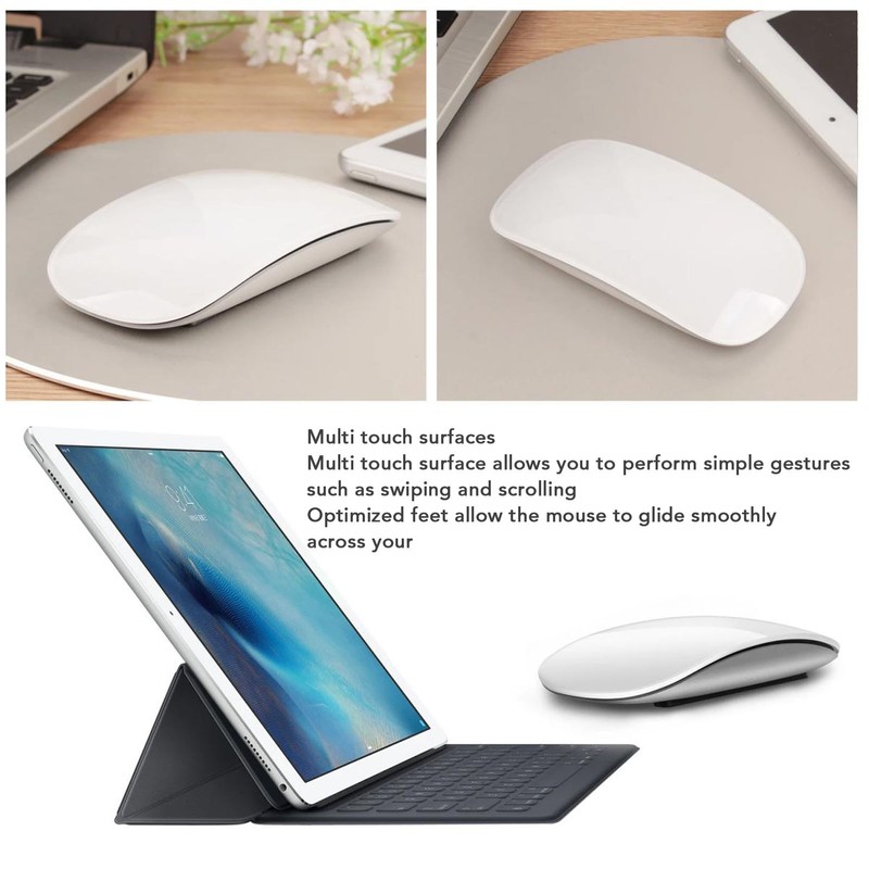 Wireless Bluetooth Mouse Ergonomic Curved Optical Touch USB C Rechargeable