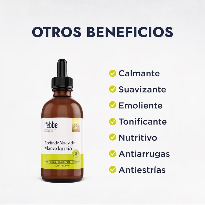 Hebbe Aceite de Nuez de Macadamia 50 ml Prensado en