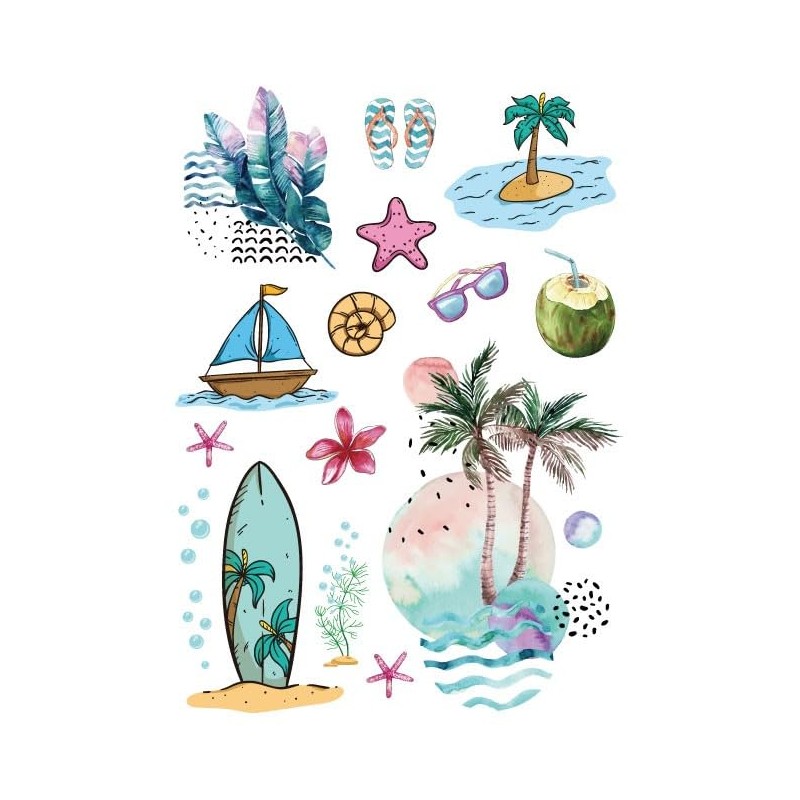 LC007 08 Surf Tattoos, Palm Trees Tattoos, Waves, Surfboard Tattoos,