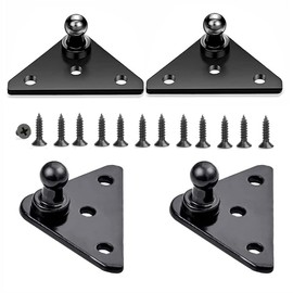 TOOMYAUTO Silver 10MM Gas Spring Lift Strut Lid Strut Prop Spring Mount Bracket Ball Stud Flat Type Mounting Bracket for Lift Support Prop with Screw Universal, Set of 4