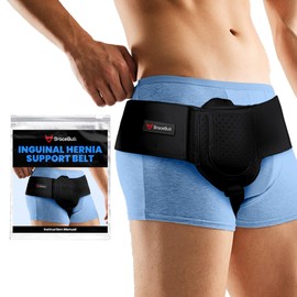 Hernia Belts for Men & Women, Adjustable Inguinal Hernia Belt for Men with Pad Support, Post-Surgery Recovery Truss, Universal Abdominal Strap Guard for Left or Right Side (Small, Black)