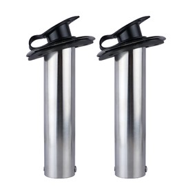 2Pcs Boat Stainless Steel Fishing Rod Holder,Hoffen Flush Mount Rod Holder ,15 Degree Rod Racks with PVC Cap,Inner Tube and Gasket for Marine Yacht Boat