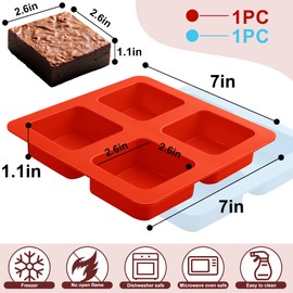 1 Inch Deep Chocolate Molds Silicone - 8-Cavity Square Chocolate Bar Molds with Scraper for DIY Dubai Chocolate Bar,Chocolate Covered Cookies, Baking Granola Bar, Brownie, Muffin, Soap Molds