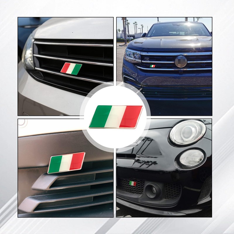 Ziciner 3D Italian Flag Emblem Badge with L Shaped Mounting