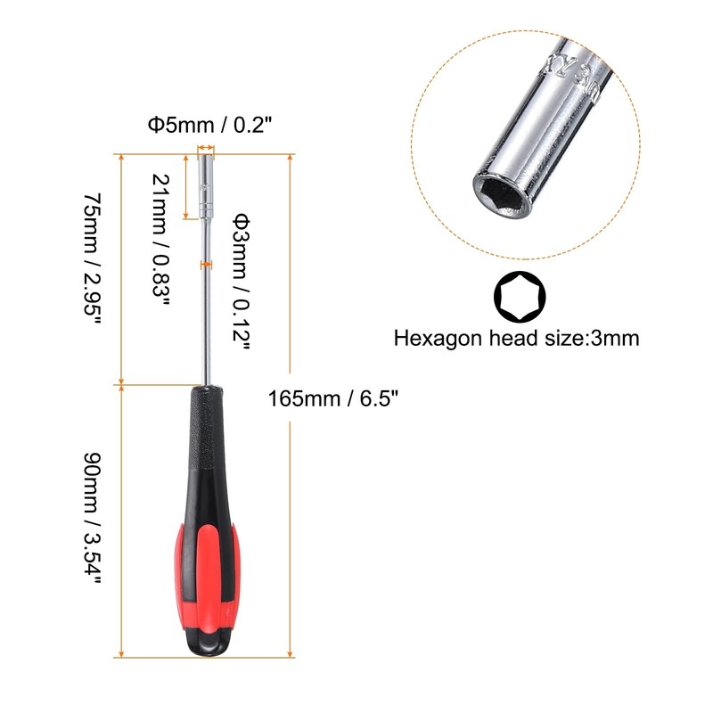 sourcing map 2pcs Metric Nut Driver 3mm Dia 75mm Shank