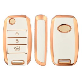 OFFCURVE Funda para Llavero de Kia TPU Suave con 3 Botones,Funda Protectora para Kia Sportage Rio Sorento Carens Optima Soul Picanto Forte Cerato Ceed