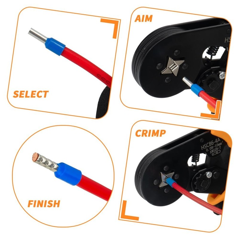 Sanuke Ferrule Crimping Tool Kit AWG 28-7, Square Ferrule Crimper