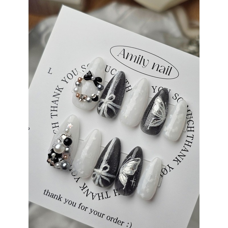 Snowflake [Handmade Nail Tips] Emily Nail - Short Square /