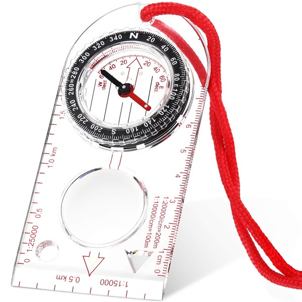 SKYLETY Navigation Compass Orienteering Compass Boy Scout Compass Hiking Compass with Adjustable Declination for Expedition Map Reading, Navigation, Orienteering and Survival (11.5 x 5.5 cm),Red
