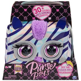 Purse Pets Metallic Magic Rebel Stripez Zebra - Interactive Children's Bag that comes alive with more than 30 sounds, reactions and music, pet bag and toys in one, from 5 years
