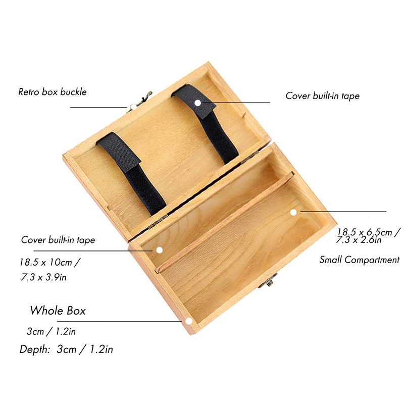Wooden Box Antique Rectangle Children Stationery Case Desktop MultiFunction Storage