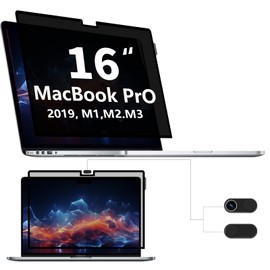 Privacy Screen Protector for MacBook Pro 16 inch, Removable Privacy Screen Filter for MacBook Pro 16 Inch (2021-2023, M1, M2, M3) -A2991/A2485/A2780 Fingerprint/Anti Blue Light/Anti-Glare/Bubble Free
