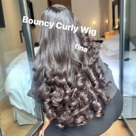 Half Wigs 3 in 1 Hairwig Vendor Glueless Full V Part U Part Wigs Indian Curly Wig Human Hair Burmese Curly Half / Headband Wigstyle: Half Wig, color: BouncyCurly Wig, stretched length: 14 in, Lace Size: None Lace